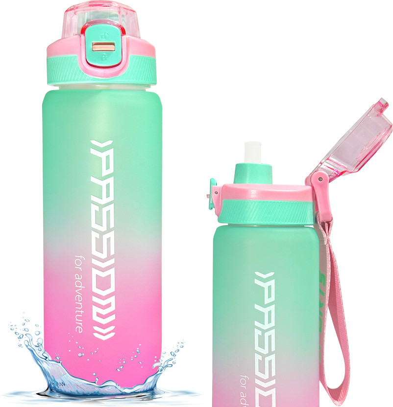 US1984 Water Bottle with 800ml Motivational Time Marker For Adults, Non-Toxic bottle 800 ml Plastic Bottle(Pack of 1, Pink)
