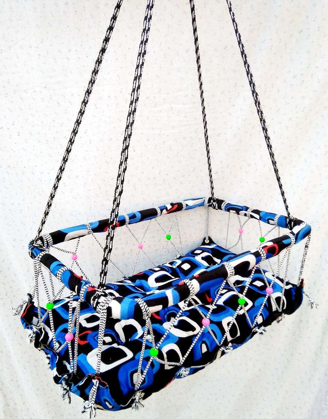 Kids Town Baby Sleeping Jhula 0-1 Years Swing for Kids Baby Handmade Hanging Jhula Swings(Blue)