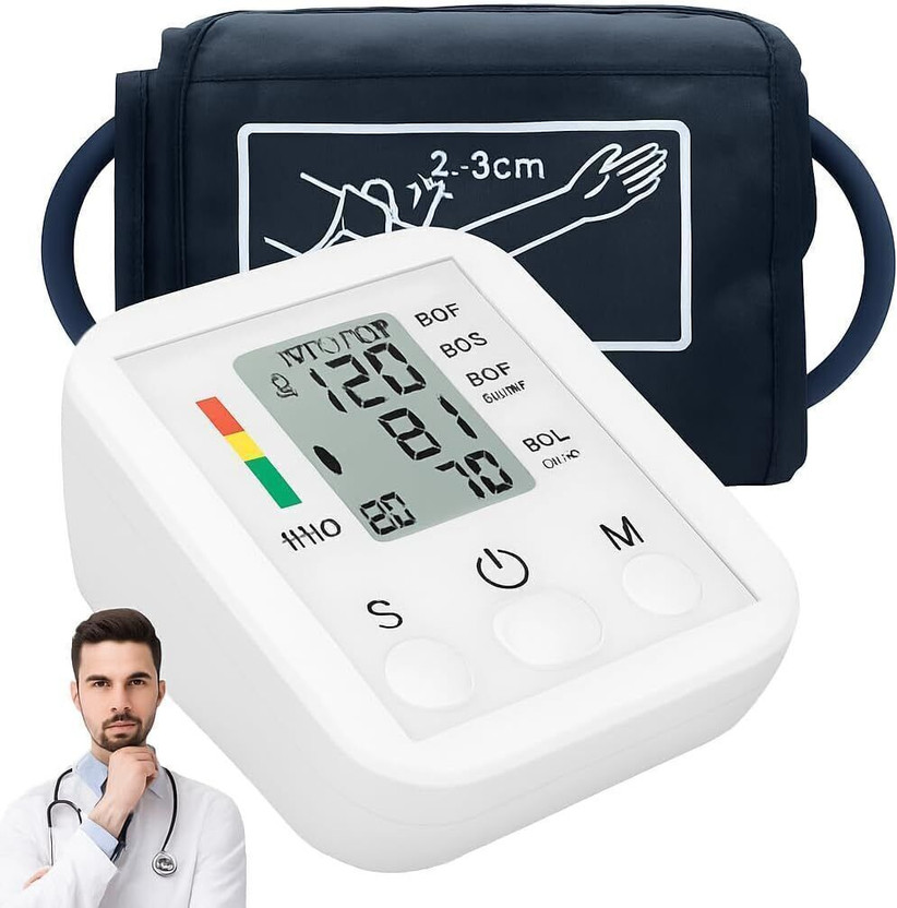 HEALBIRD Fully Automatic BP Monitor with 4X AAA Batteries, Large Cuff Digital Upper Arm BP Machine | Hypertension Machine with Voice Broadcast Bp Monitor(White)