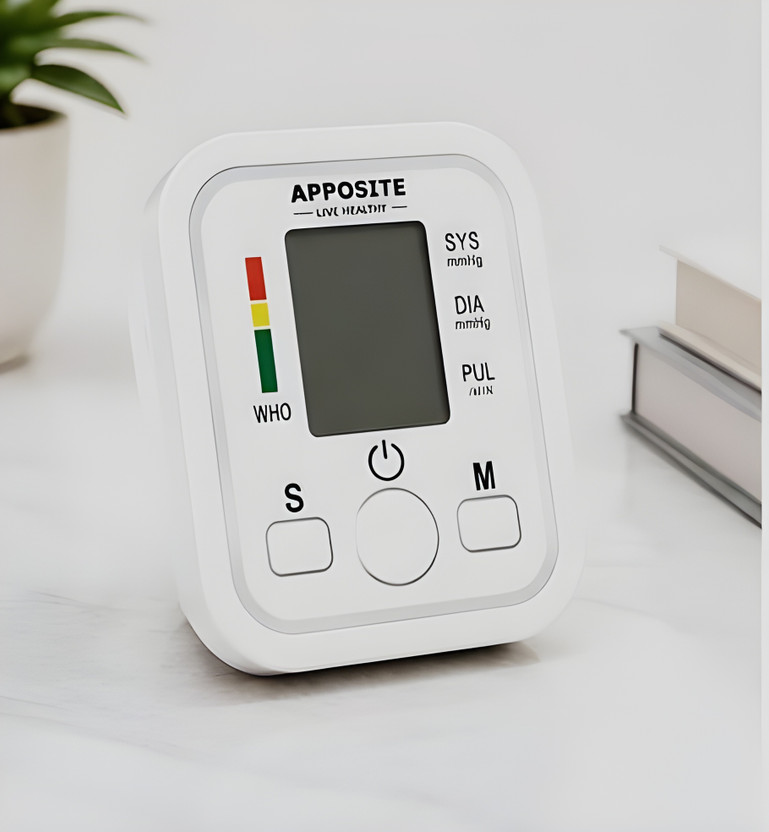 Apposite BPM Blood Pressure Monitor with Adjustable Arm Cuff and LCD Screen Bp Monitor(White)