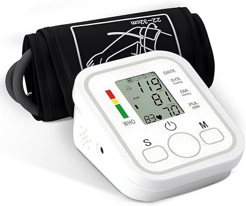 HEALBIRD Smart Blood Pressure Monitor with 4X AAA Battery, Large Cuff Digital Upper Arm BP Machine | Hypertension Machine with Voice Broadcast Bp Monitor(White)