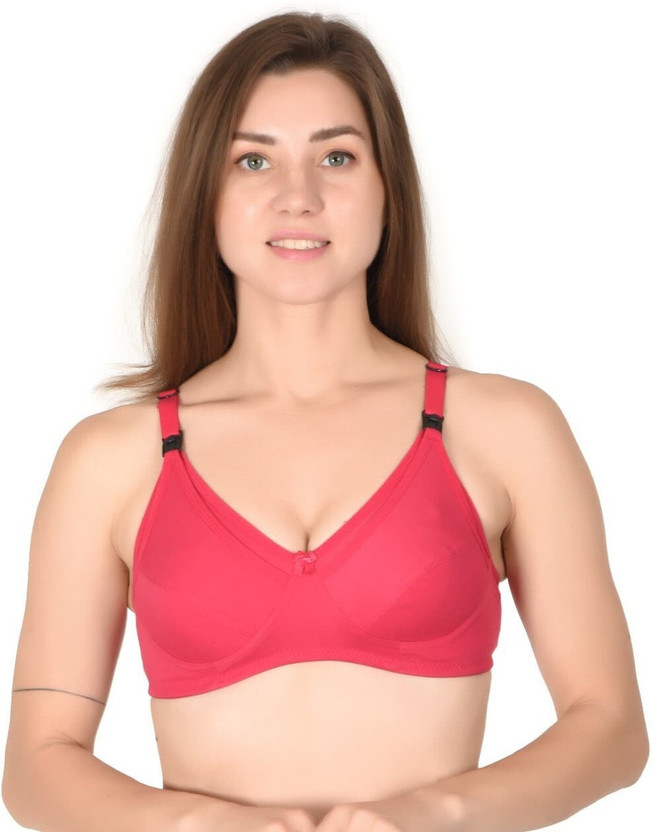 lOOK AND lUCK Women's Cotton Full Coverage Non Padded Feeding Bra Women Maternity/Nursing Non Padded Bra(Pink)