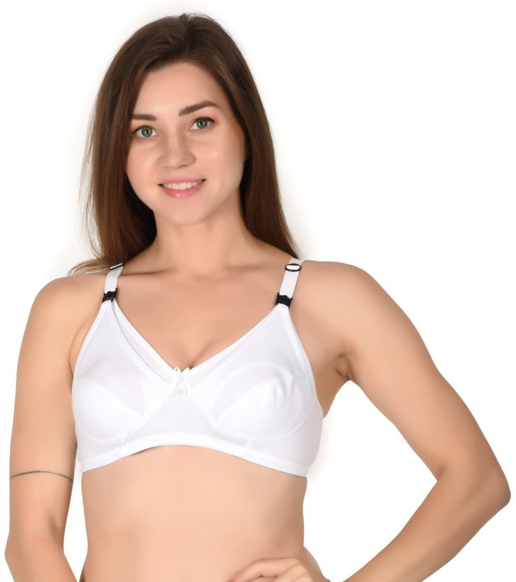 lOOK AND lUCK Women's Cotton Full Coverage Non Padded Feeding Bra Women Maternity/Nursing Non Padded Bra(White)