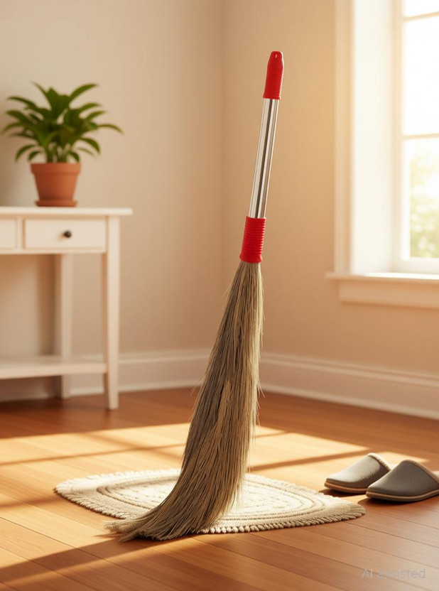 kiran Best Quality ( Steel Handle ) Grass Broom Stick Grass Dry Broom(Multicolor, 3 Units)