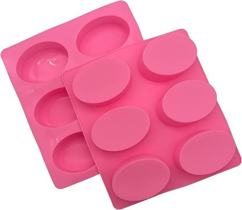 ADMONITION Silicone Cake Mould 6 Slots Oval shaped Silicone Mould For Soap and Candle making(Pack of 1)