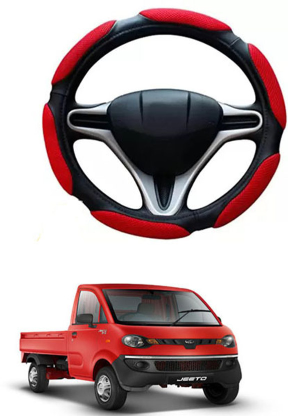 RONISH Hand Stiched Steering Cover For Mahindra Universal For Car(Black, Red, Leatherite)