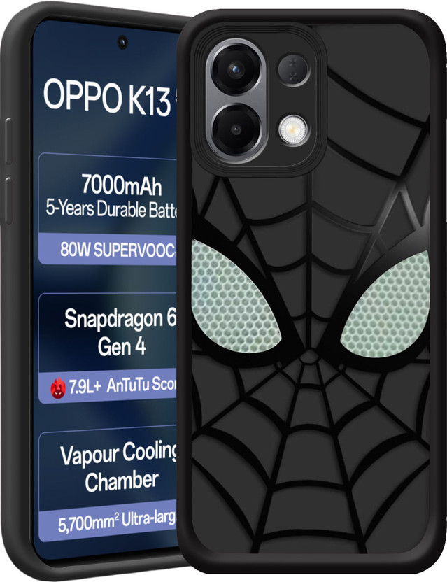 MagicTrap Back Cover for OPPO K13 5G Spidey Face Mask Case | Soft Silicone | Camera & Body Protection(Black, Shock Proof, Silicon, Pack of: 1)