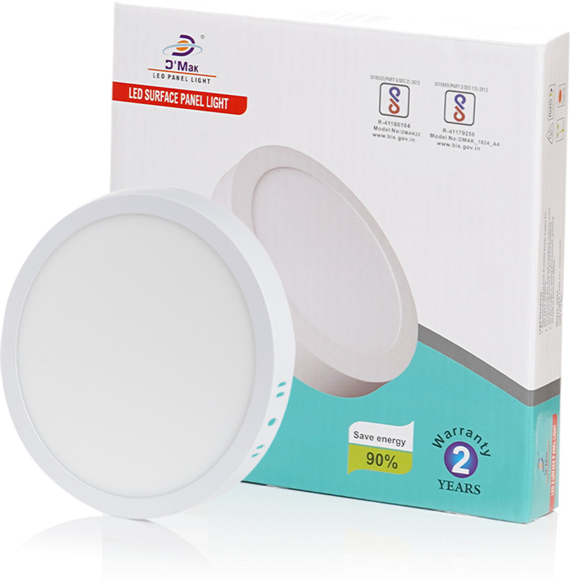 D'Mak 22 Watt Round LED Surface Mounted Panel Light, Cool White Mounted Panel Cool White ( Pack Of 1 ) Ceiling Light Ceiling Lamp(White)