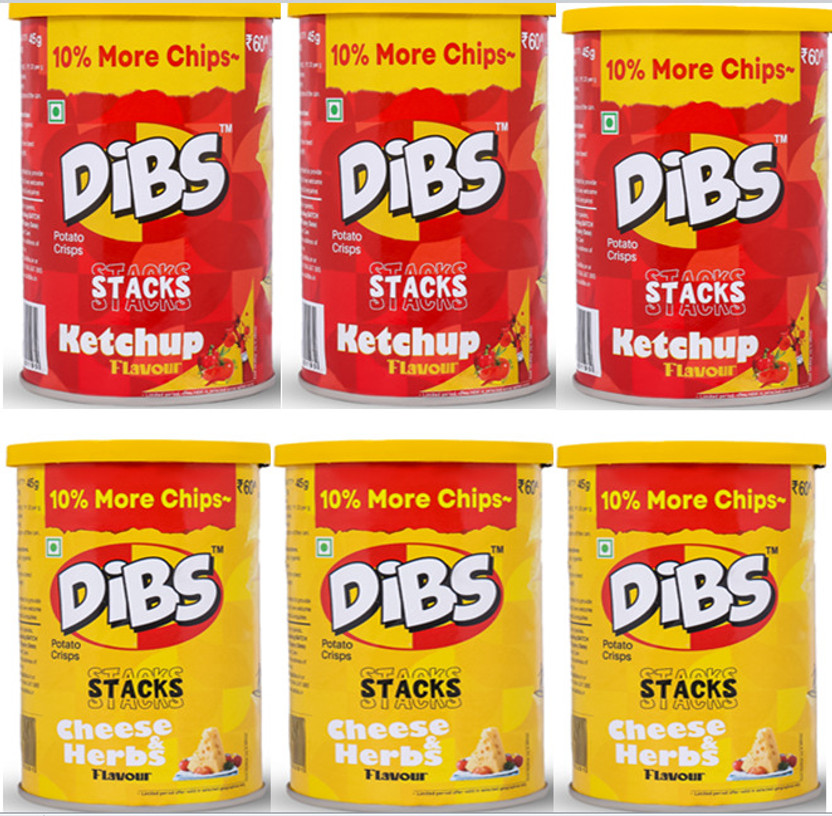 DIBS POTATO CHIPS COMBO PACK CHEESE & HERBS AND TOMATO KETCHUP FLV. Chips(0.27 g)