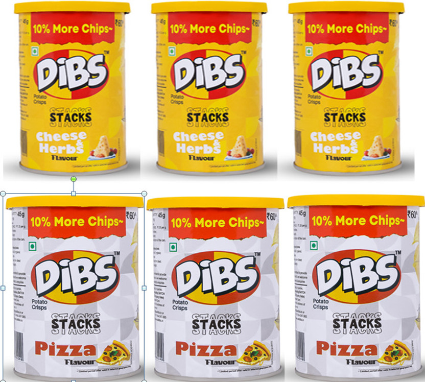 DIBS POTATO CHIPS COMBO PACK CHEESE & HERBS AND PIZZA FLV. Chips(270 g)