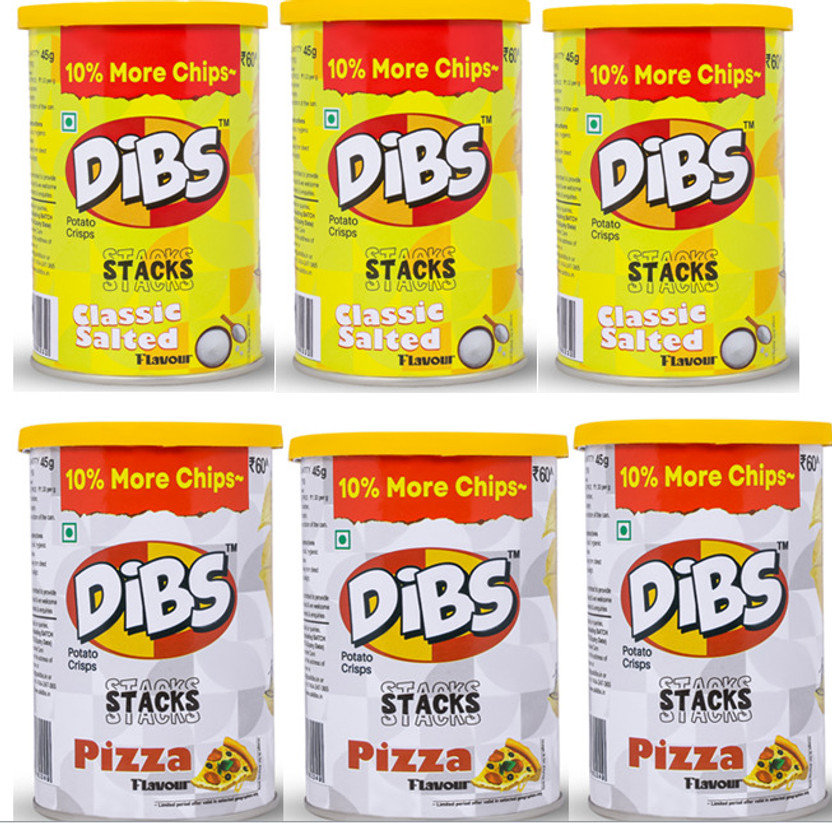 DIBS POTATO CHIPS COMBO PACK PIZZA AND CLASSIC SALTED FLV. Chips(270 g)
