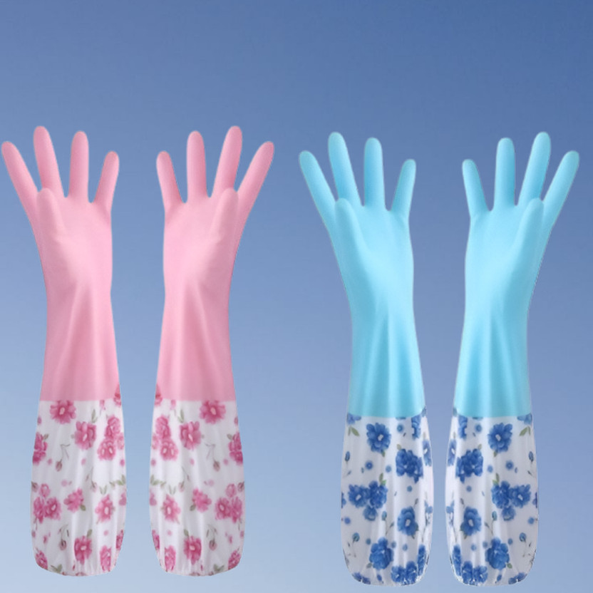 Amapya Creation Decorative Long Sleeve Gloves for Wet Cleaning Protection Wet and Dry Glove Set(Free Size Pack of 2)