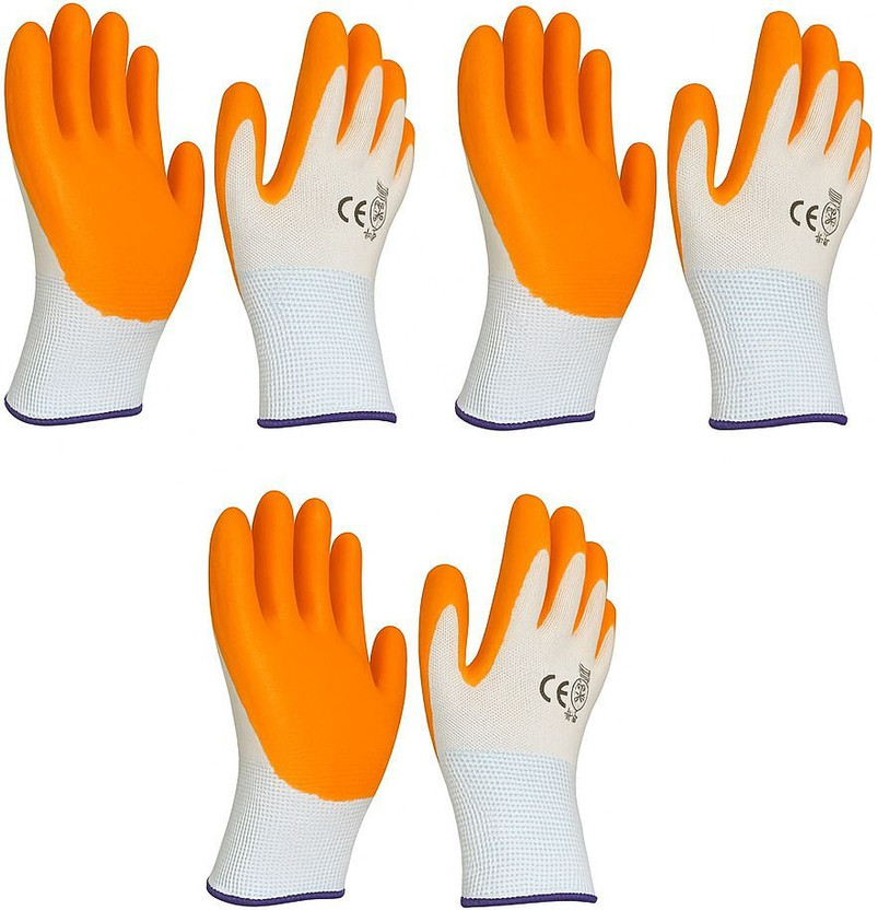 starkyte HALLMARK 3PAIR Nylon Safety Industrial Work Hand Gloves Comfort Fit PACK OF 6PCS Wet and Dry Glove Set(Free Size Pack of 6)
