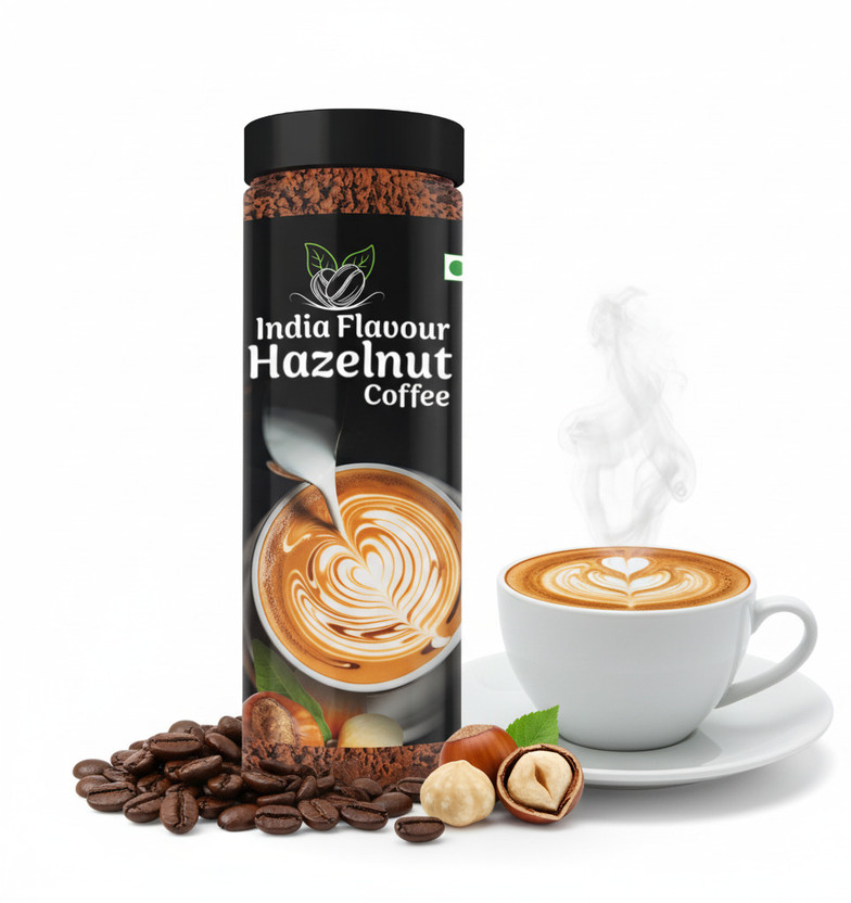 India Flavour Hazelnut Coffee 50 cups in 100gm | Rich Instant Coffee Powder, No Chicory Instant Coffee(100 g, Hazelnut Flavoured)