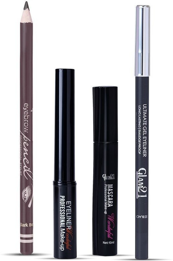 Glam21 Glam21 Eyes Makeup Kit with Eyeliner + Mascara + Gel Eyeliner Kajal & Eyebrow Pencil(4 Items in the set) - Flipkart Deal