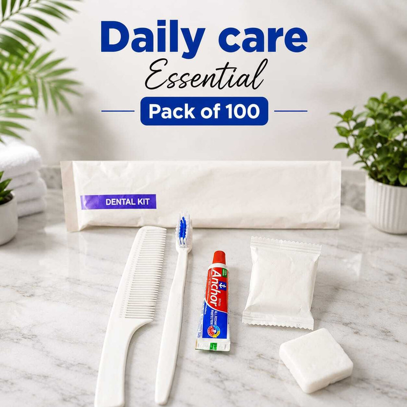 KRISHNAYA KRISHNAYA Dental kit toothbrush,toothpaste, comb and soap for hotels resorts and hospital use(100 Items in the set) - Flipkart Deal