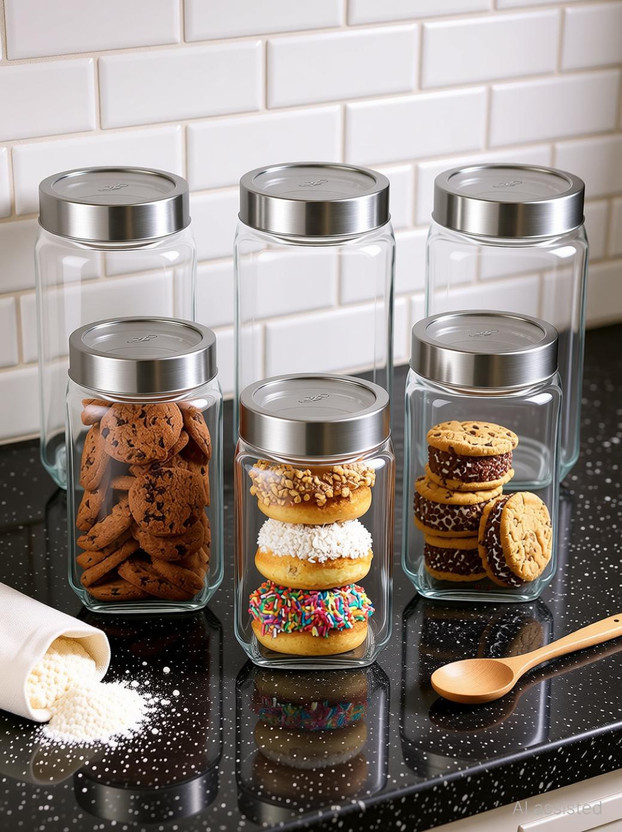 Kalsigate Kalsigate Glass Grocery Container  - 1000 ml(Pack of 6, Clear) - Flipkart Deal