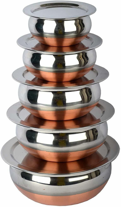 Flipkart Flipkart SmartBuy Stainless Steel Copper Bottom Handi/Patila/Bhagona/Bowl/Tope Cookware Set(Stainless Steel, 5 - Piece) - Flipkart Deal