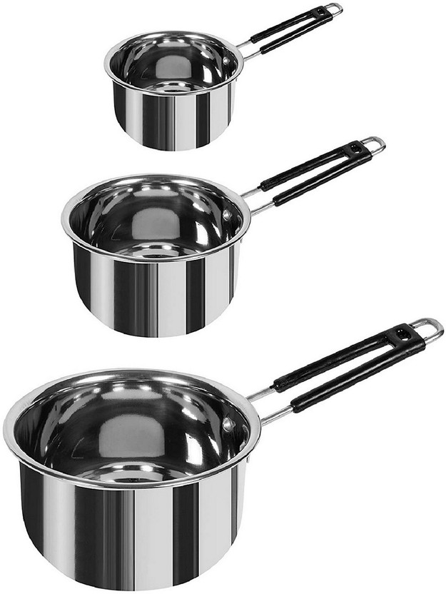 RBGIIT Steel Bottom Kitchen Serving Cooking Bowl biryani, rice Handi/Pot/Patila Cookware Set(Stainless Steel, 3 - Piece)