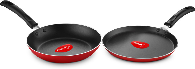 Pigeon Duo Pack,Fry pan and tawa Non-Stick Coated Cookware Set(Aluminium, 2 - Piece)