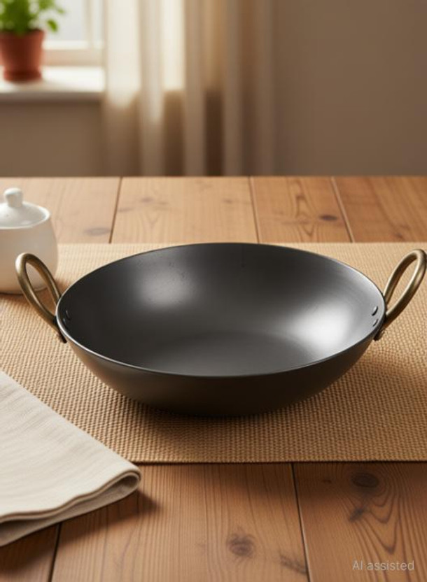 shri gaurangi anvika kdahi pure iron kadhi for small family 10 inch kadhai Kadhai 25 cm diameter 2.5 L capacity(Iron)