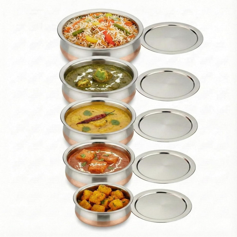 NARV NARV Stainless Steel Copper Base Handi with Lid for Authentic Indian Cooking Cookware Set(Stainless Steel, 10 - Piece) - Flipkart Deal