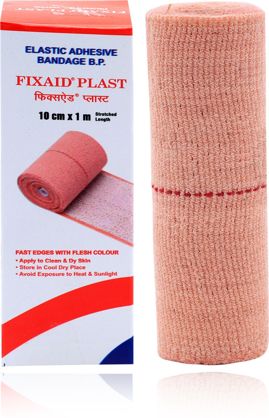 FIXAID Elastic Adhesive Bandage B.P. 10cm*1m (Stretched) | Adhesive Bandage Pack of - 1 Crepe Bandage(10 cm)