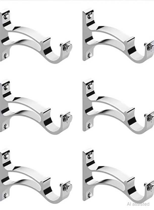 Walker's Decor Silver Curtain Knobs, Curtain Rods, Rod Rail Bracket Metal
