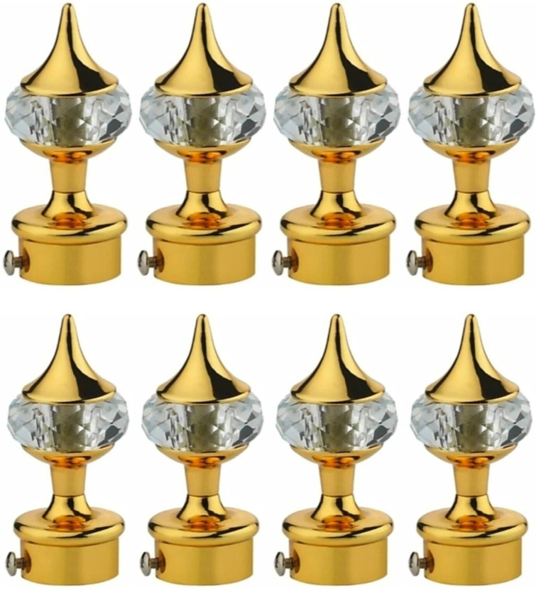Worldson Gold Curtain Knobs, Curtain Rods, Rod Rail Bracket Metal(Pack of 8)
