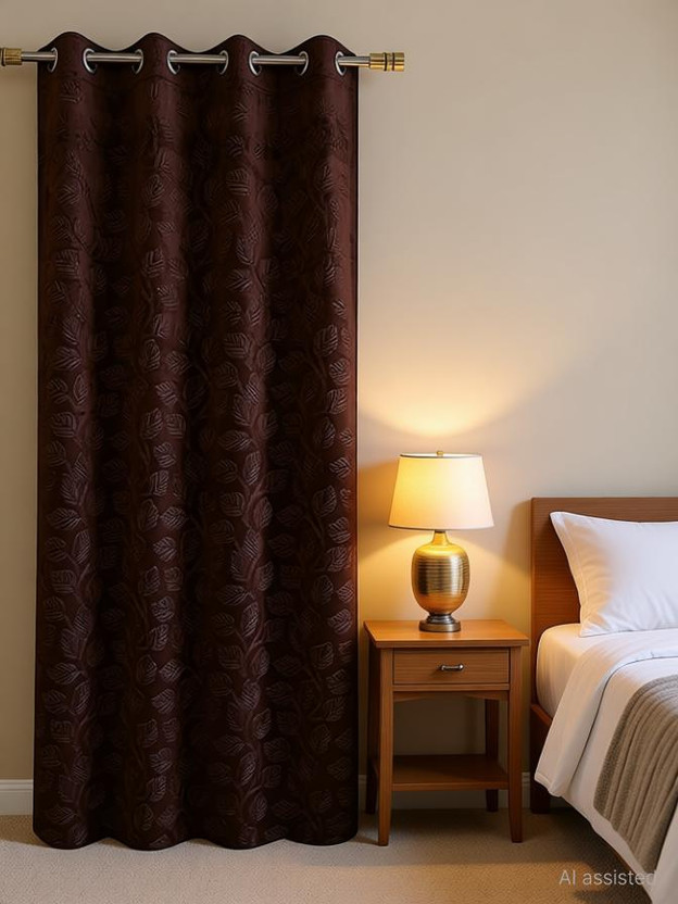otion otion 152 cm (5 ft) Window Velvet Semi Transparent Curtain (Pack Of 2)(Brown, Floral) - Flipkart Deal