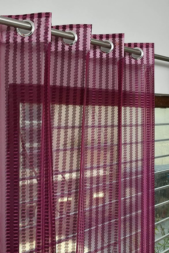 otion 212 cm (7 ft) Door Net Transparent Curtain Single Curtain(Wine, Printed)