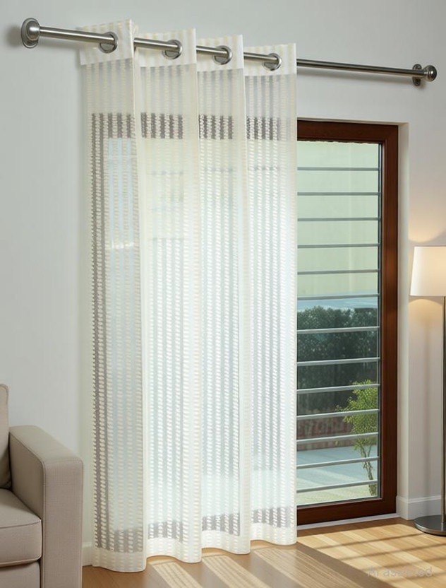 otion 152 cm (5 ft) Window Net Transparent Curtain Single Curtain(Cream, Printed)