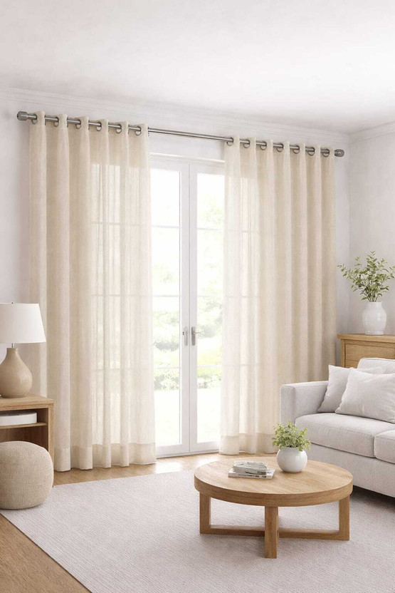Flipkart IndianOnlineMall 213 cm (7 ft) Door Polyester Semi Transparent Curtain (Pack Of 2)(Cream, Solid) - Flipkart Deal