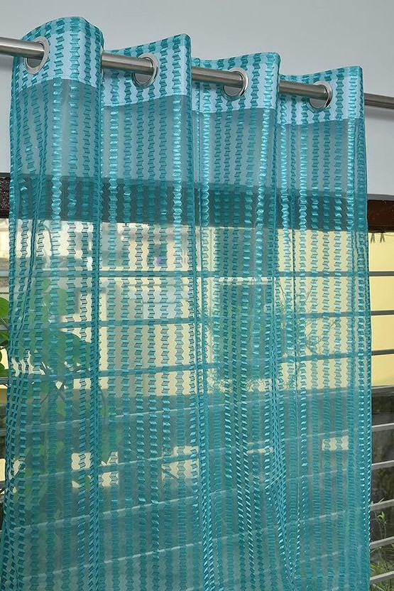otion 212 cm (7 ft) Door Net Transparent Curtain Single Curtain(Aqua, Printed)