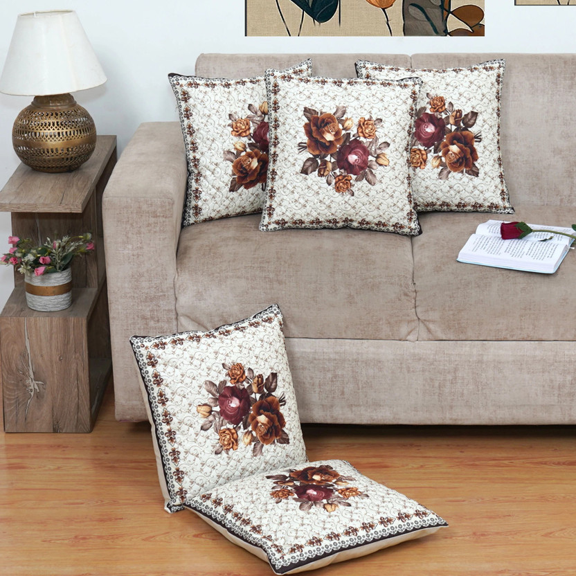 NATIONAL HANDLOOM Velvet Cushions Cover(40 cm*40 cm, Pack of 5, Cream)