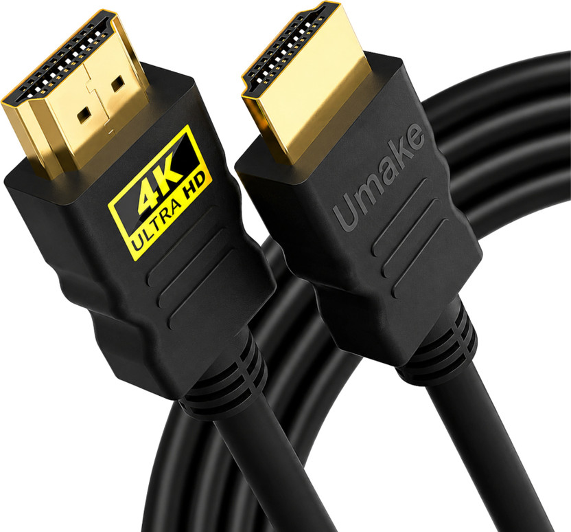 Umake HDMI Cable 5 A 1.5 m Nylon HDMI Cable 4K Ultra HD | High Speed | 1.5m(Compatible with samsung Smart TV, LED TV, LCD TV, Laptop, PC, Gaming Consoles, Black, One Cable, HDMI To HDMI)