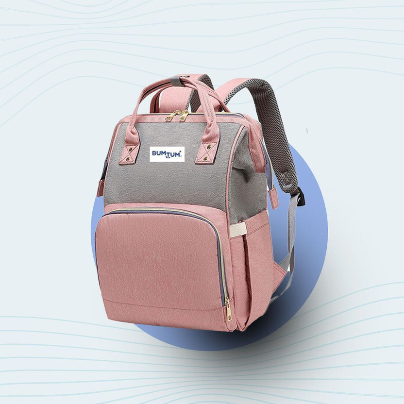 BUMTUM Baby Diaper Bag For Mothers Spacious Waterproof Backpack With Multiple Pockets Mothers Maternity Bags for Travel Diaper Backpack(Pink & Grey)
