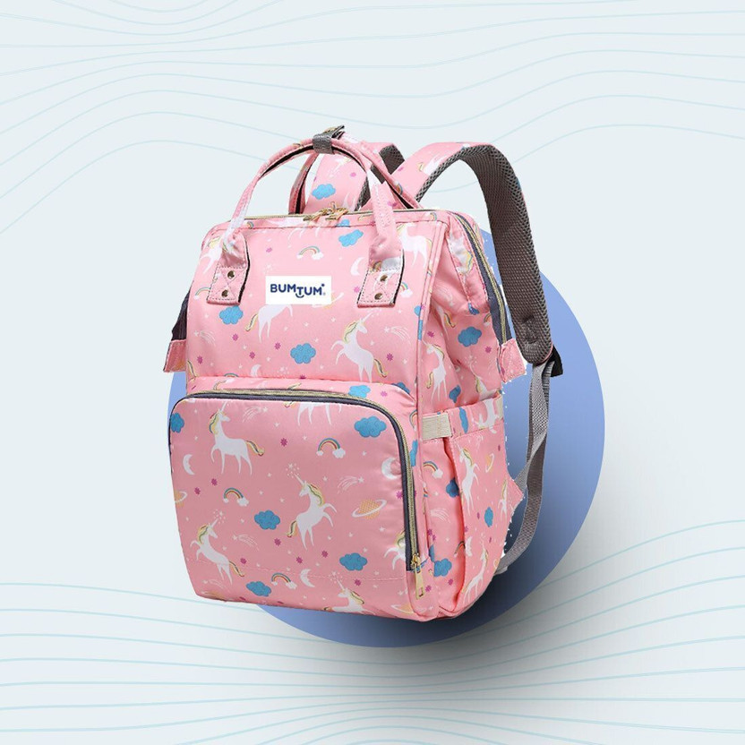 BUMTUM Baby Diaper Bag For Mothers Spacious Waterproof Backpack With Multiple Pockets Mothers Maternity Bags for Travel Diaper Backpack(Unicon Print, Pink)