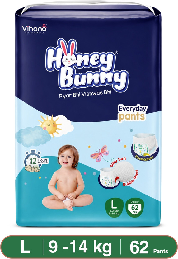 HONEY HONEY BUNNY Extra Soft Pant Diapers - L(62 Pieces) - Flipkart Deal