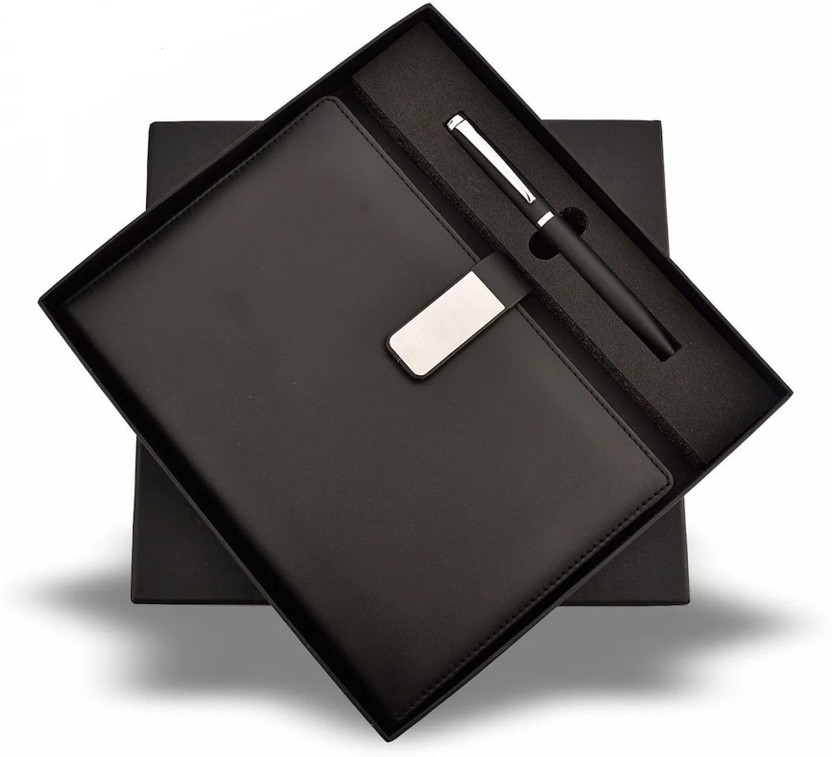 FINARO Premium Executive Notebook & Pen Combo Gift Box for Corporate Gifting A5 Diary ruling 192 Pages(Black)