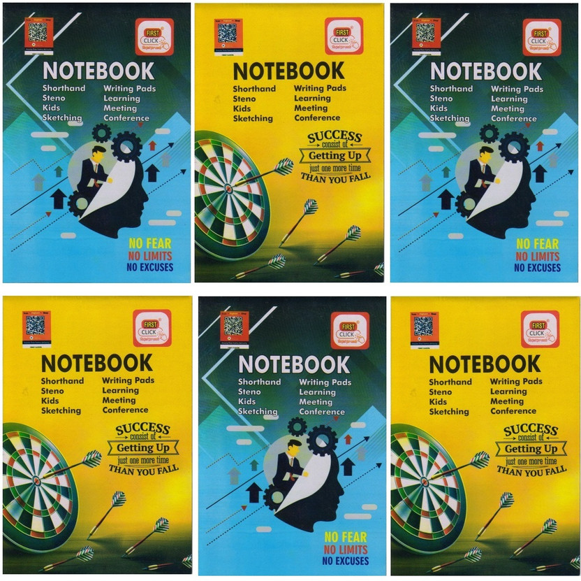 First First Click Shorthand Steno Notebook Kids Writing pad Register 12.2x18 cm 160Pg Set of 6 Regular Writing Pad Both side ruled Both side Uses 160 Pages(Multicolor, Pack of 6) - Flipkart Deal