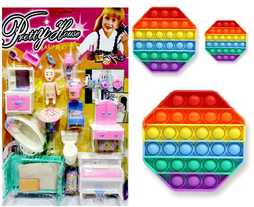 PRV TOYS Doll House Moon Bool Set for Girl's Combo of Dollhouse-popit _Pack of 2(Multicolor)