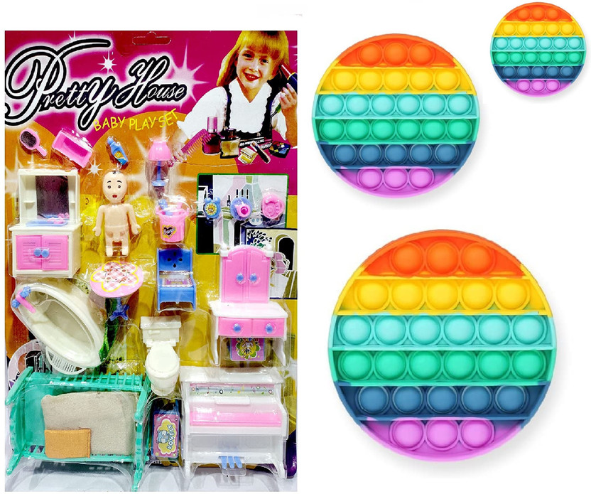 PRV TOYS Doll House Moon Bool Set for Girl's Combo of Dollhouse-popit gol_Pack of 21(Multicolor)