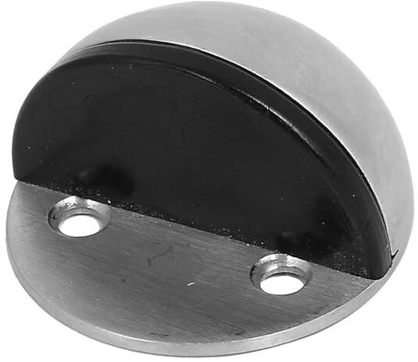 Elexa Hardware Home Office Door Stopper | 45mm x 25mm Round Shape | Door Stop Buffer Protector Floor Mounted Door Stopper(Silver)