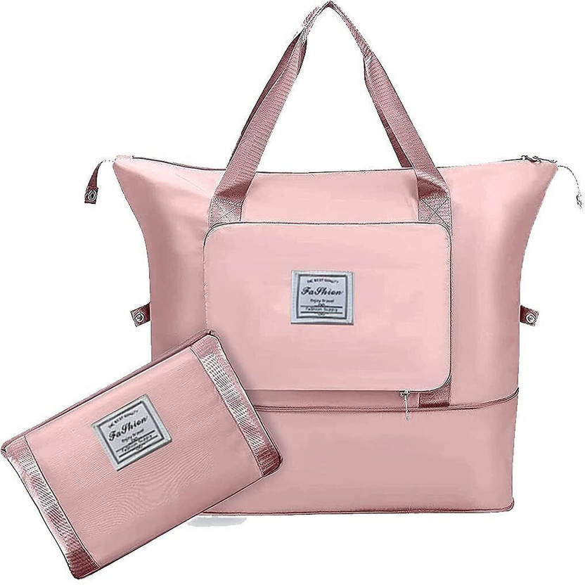 Ankit International (Expandable) Peach Large Capacity Duffle Bag, Expandable Folding Travel Bag for Women Duffel Without Wheels