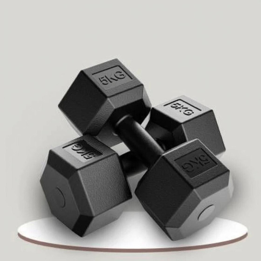 Dee Dee Fit High quality PVC 10kg Hexa Dumbbell each is 5+5kg Fixed Weight Dumbbell(10 kg) - Flipkart Deal