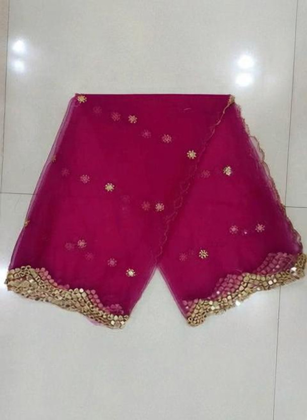 S And H Designer Net Embellished Women Dupatta