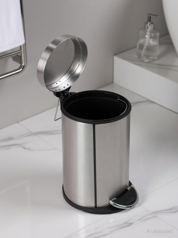 OPR Stainless Steel Pedal Bin With Lid 8*13 Inch - 7 Liter Stainless Steel Dustbin(Steel)