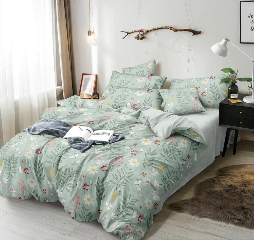 RRC King Cotton Duvet Cover(Light Green)