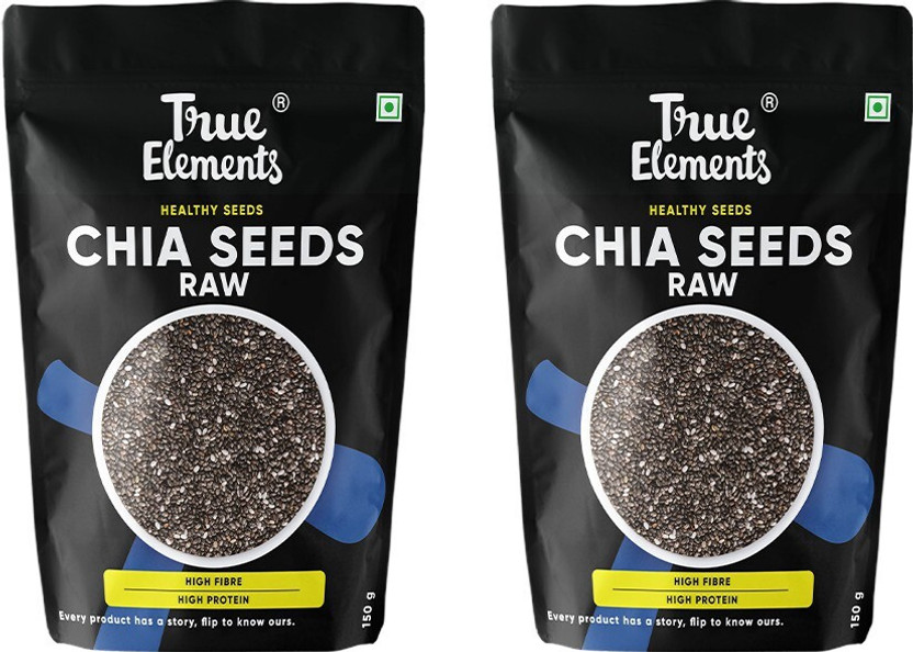 True Elements Raw Chia Seeds for Weight Loss, Edible seeds - High in Calcium and fibre Chia Seeds(2 x 150 g)